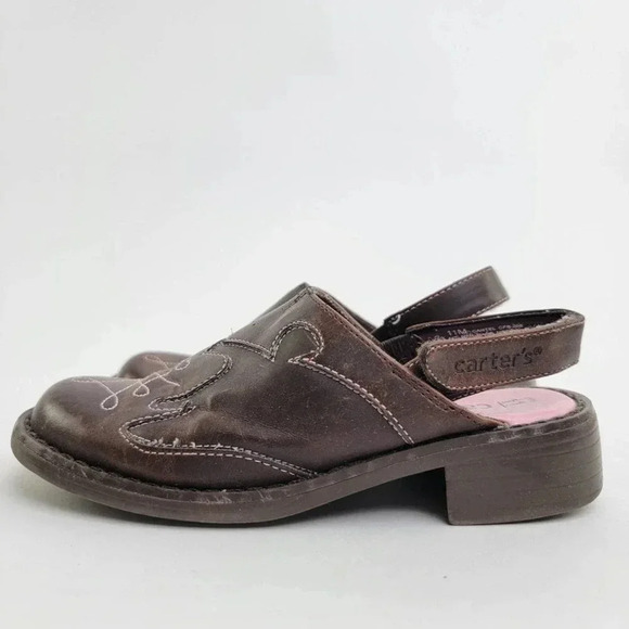 Carters Brown Leather Slingback Slip On Sandal Mules - 11 C - Picture 1 of 8